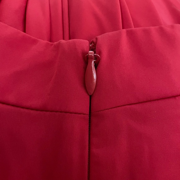 Eva Mendes New York & Co Dress Red Sleeveless v neck pleats size 4 elastic waist - Picture 14 of 16